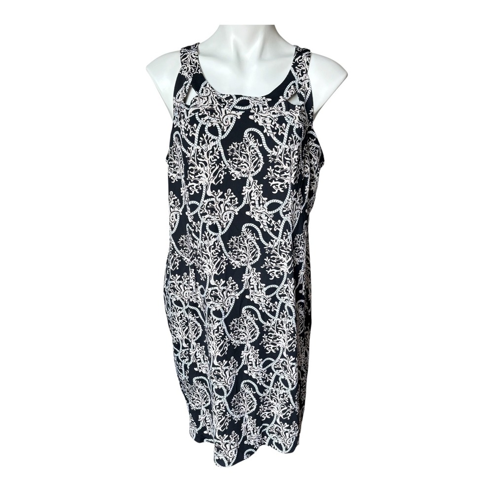 Lulu-B Nautical Lane Halter Dress Cutout Detail Size XL Resortwear White Black